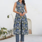 Janasya Dark Cotton Floral A-Line Kurta Set | Swadesiicart