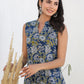 Janasya Dark Cotton Floral A-Line Kurta Set | Swadesiicart