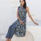 Janasya Dark Cotton Floral A-Line Kurta Set | Swadesiicart