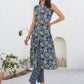 Janasya Dark Cotton Floral A-Line Kurta Set | Swadesiicart