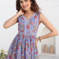 Janasya Dark Cotton Floral A-Line Kurta Set | Swadesiicart