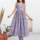 Janasya Dark Cotton Floral A-Line Kurta Set | Swadesiicart