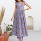 Janasya Dark Cotton Floral A-Line Kurta Set | Swadesiicart