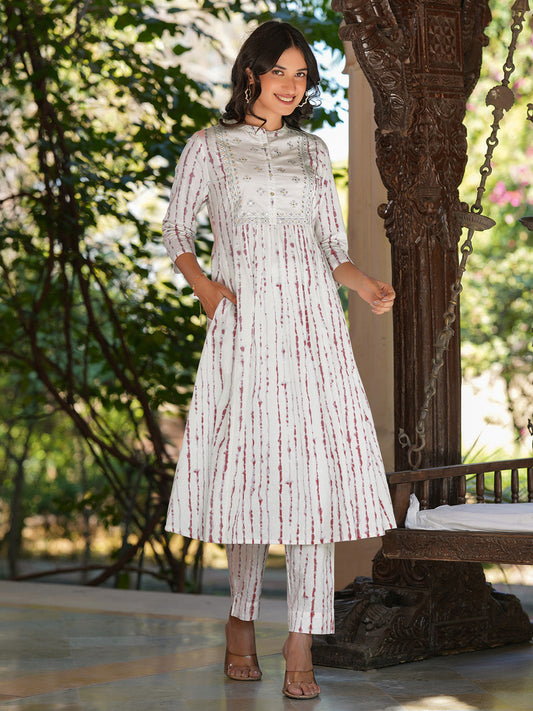 Janasya Light Cotton Tie & dye A-Line Kurta Set | Swadesiicart