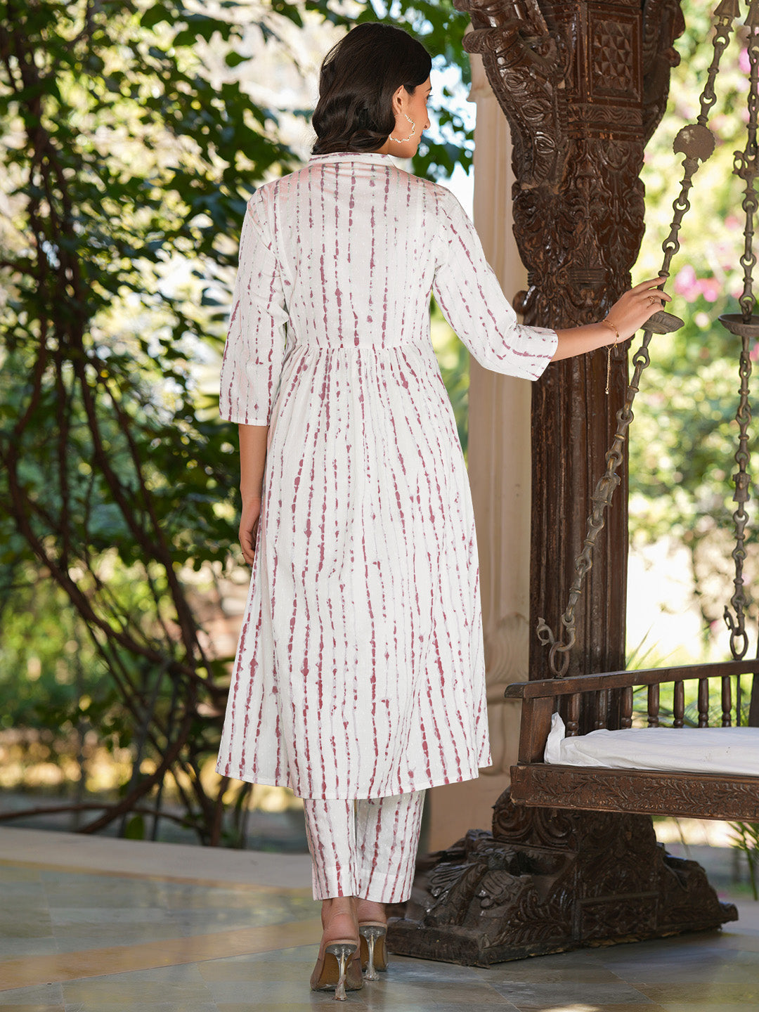 Janasya Light Cotton Tie & dye A-Line Kurta Set | Swadesiicart