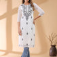 Janasya Dark Georgette Embroidered Straight Kurta - Swadesiicart