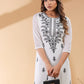Janasya Dark Georgette Embroidered Straight Kurta - Swadesiicart