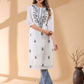 Janasya Dark Georgette Embroidered Straight Kurta - Swadesiicart