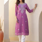Janasya Dark Georgette Floral Straight Kurta - Swadesiicart
