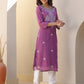 Janasya Dark Georgette Floral Straight Kurta - Swadesiicart