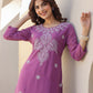 Janasya Dark Georgette Floral Straight Kurta - Swadesiicart