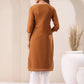 Janasya Dark Georgette Embroidered Straight Kurta - Swadesiicart