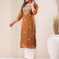 Janasya Dark Georgette Embroidered Straight Kurta - Swadesiicart