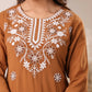Janasya Dark Georgette Embroidered Straight Kurta - Swadesiicart