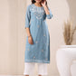 Janasya Bright Georgette Embroidered Straight Kurta - Swadesiicart