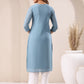 Janasya Bright Georgette Embroidered Straight Kurta - Swadesiicart