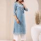 Janasya Bright Georgette Embroidered Straight Kurta - Swadesiicart