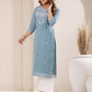 Janasya Bright Georgette Embroidered Straight Kurta - Swadesiicart