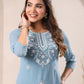 Janasya Bright Georgette Embroidered Straight Kurta - Swadesiicart