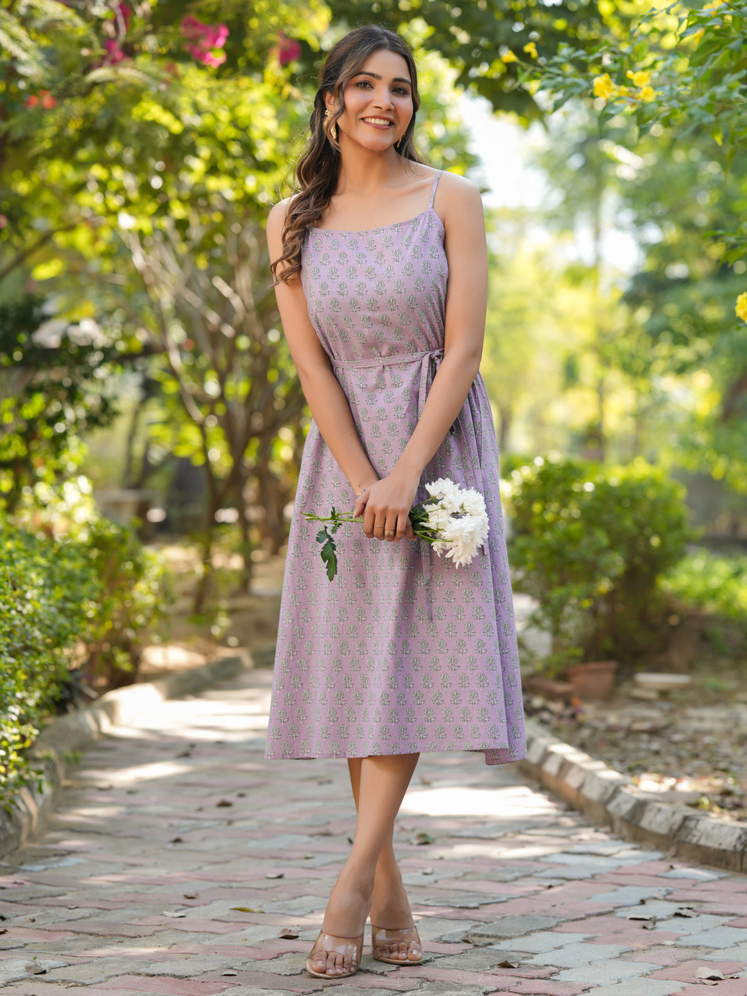 Janasya Light Cotton Floral A-Line Kurta - Swadesiicart