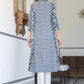 Janasya Dark Cotton Yoke Embroidery A-Line Kurta | Swadesiicart