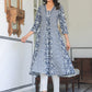 Janasya Dark Cotton Yoke Embroidery A-Line Kurta | Swadesiicart