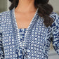 Janasya Dark Cotton Yoke Embroidery A-Line Kurta | Swadesiicart