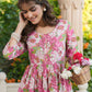 Janasya Bright Cotton Floral A-Line Kurta | Swadesiicart