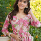 Janasya Bright Cotton Floral A-Line Kurta | Swadesiicart