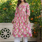 Janasya Bright Cotton Floral A-Line Kurta | Swadesiicart