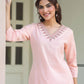 Janasya Light Cotton Yoke Embroidery Straight Kurta | Swadesiicart