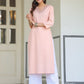 Janasya Light Cotton Yoke Embroidery Straight Kurta | Swadesiicart