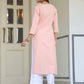 Janasya Light Cotton Yoke Embroidery Straight Kurta | Swadesiicart