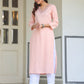 Janasya Light Cotton Yoke Embroidery Straight Kurta | Swadesiicart