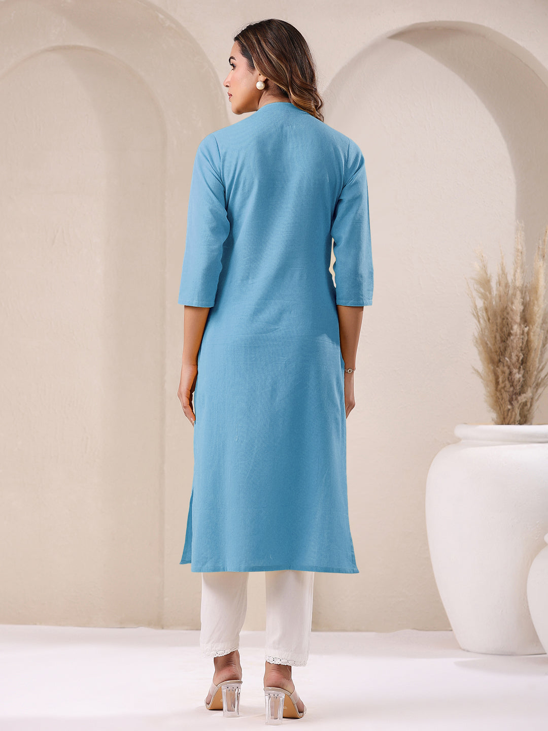 Janasya Light Cotton Solid Straight Kurta - Swadesiicart