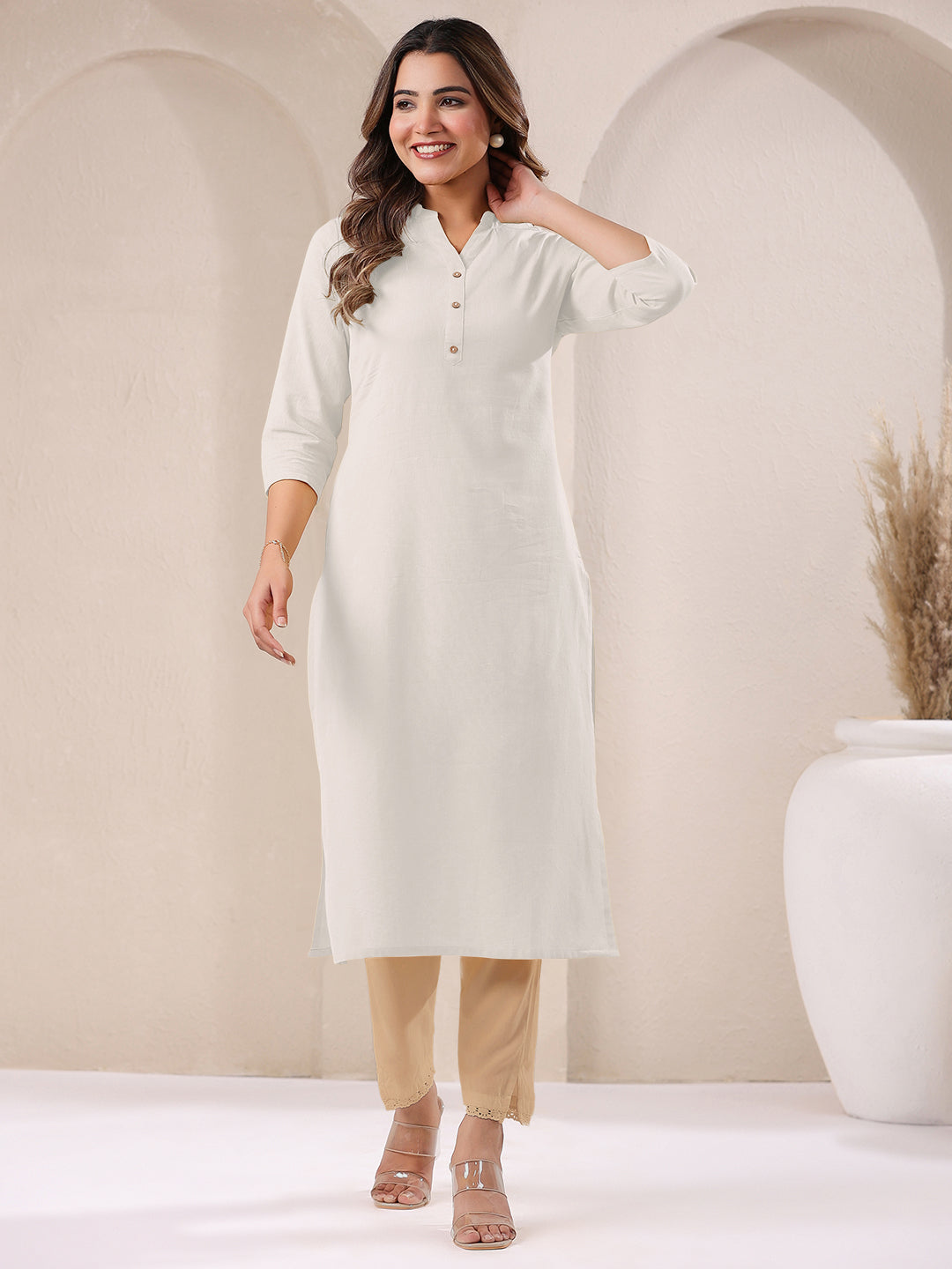 Janasya Light Cotton Solid Straight Kurta - Swadesiicart
