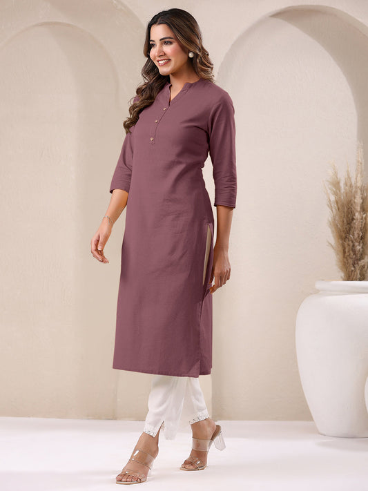 Janasya Light Cotton Solid Straight Kurta - Swadesiicart
