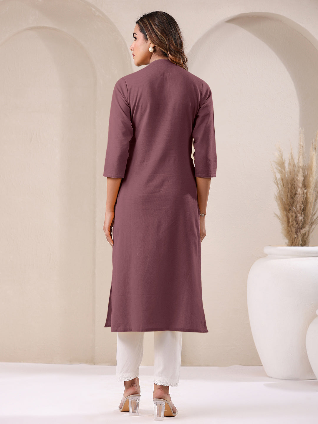 Janasya Light Cotton Solid Straight Kurta - Swadesiicart