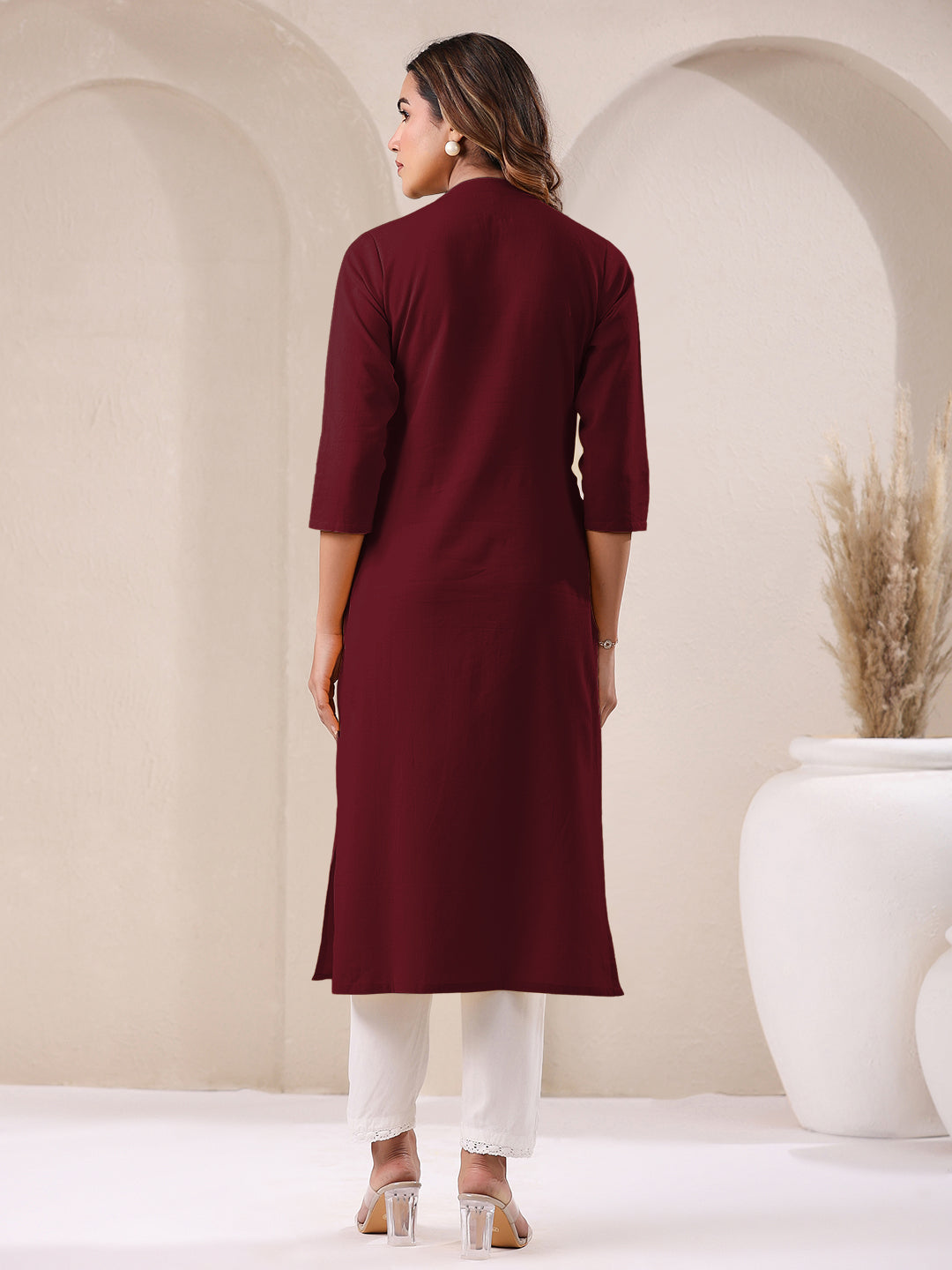 Janasya Light Cotton Solid Straight Kurta - Swadesiicart