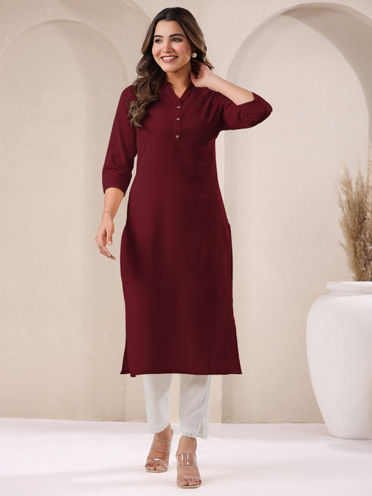 Janasya Light Cotton Solid Straight Kurta - Swadesiicart