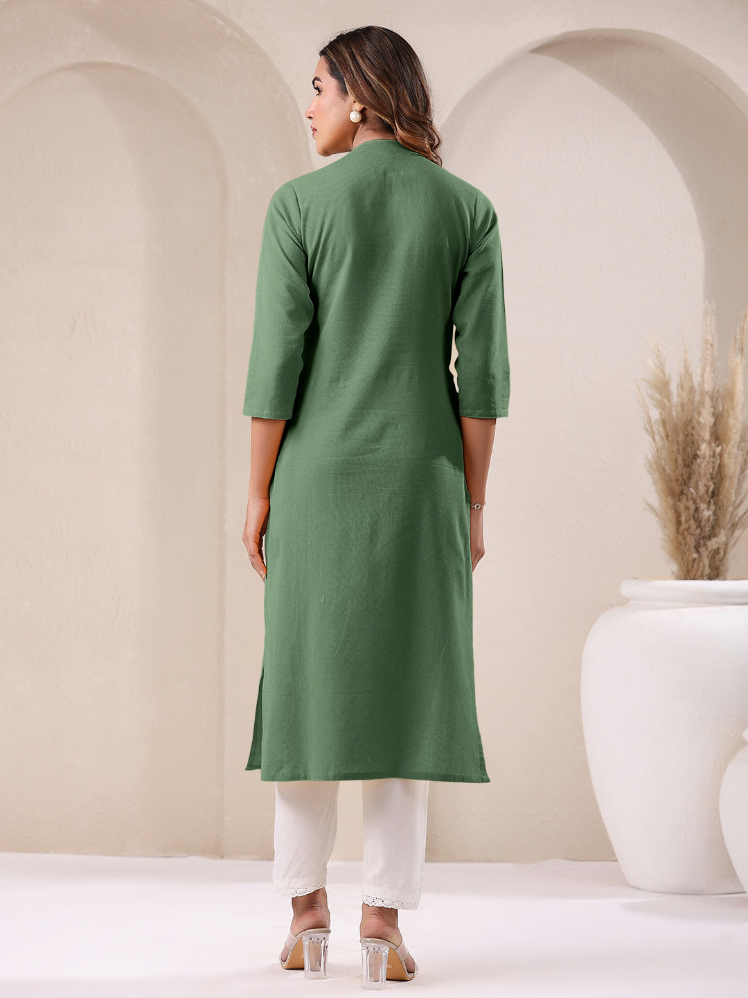 Janasya Light Cotton Solid Straight Kurta - Swadesiicart