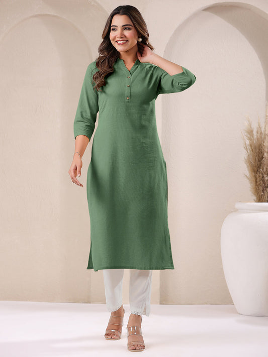 Janasya Light Cotton Solid Straight Kurta - Swadesiicart