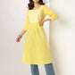 Janasya Light Cotton Yoke Embroidery A-Line Kurta | Swadesiicart