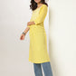 Janasya Light Cotton Yoke Embroidery A-Line Kurta | Swadesiicart