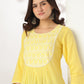 Janasya Light Cotton Yoke Embroidery A-Line Kurta | Swadesiicart