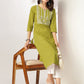 Janasya Dark Cotton Yoke Embroidery Straight Kurta - Swadesiicart