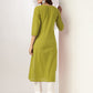 Janasya Dark Cotton Yoke Embroidery Straight Kurta - Swadesiicart