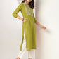 Janasya Dark Cotton Yoke Embroidery Straight Kurta - Swadesiicart