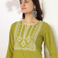 Janasya Dark Cotton Yoke Embroidery Straight Kurta - Swadesiicart
