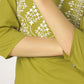Janasya Dark Cotton Yoke Embroidery Straight Kurta - Swadesiicart
